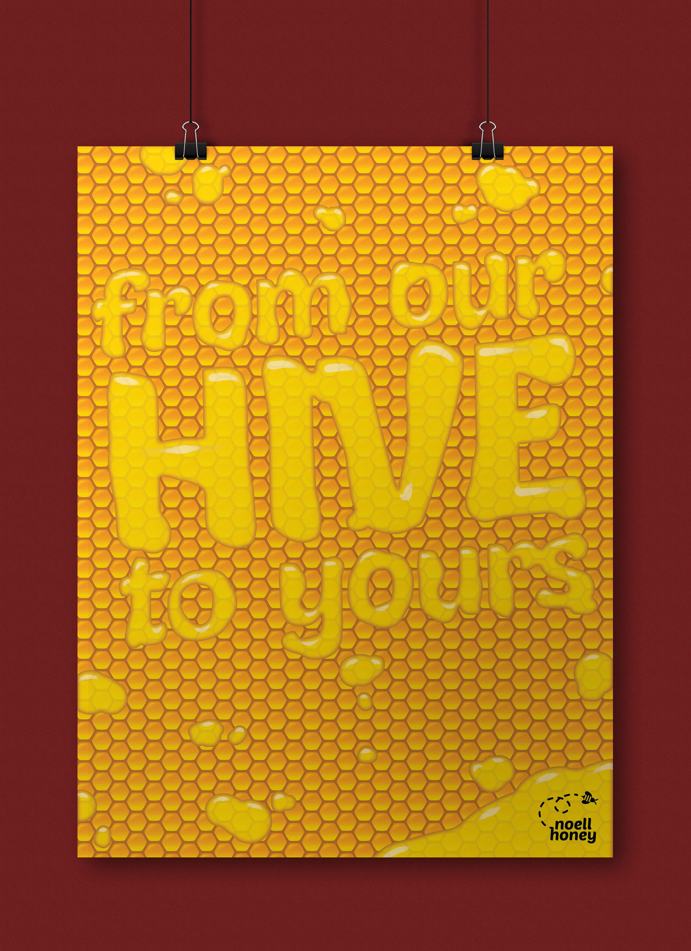 honeycomb poster with slogan