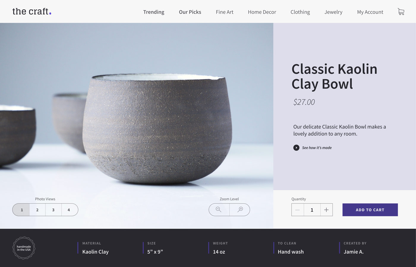 e-commerce ceramic bowl product page